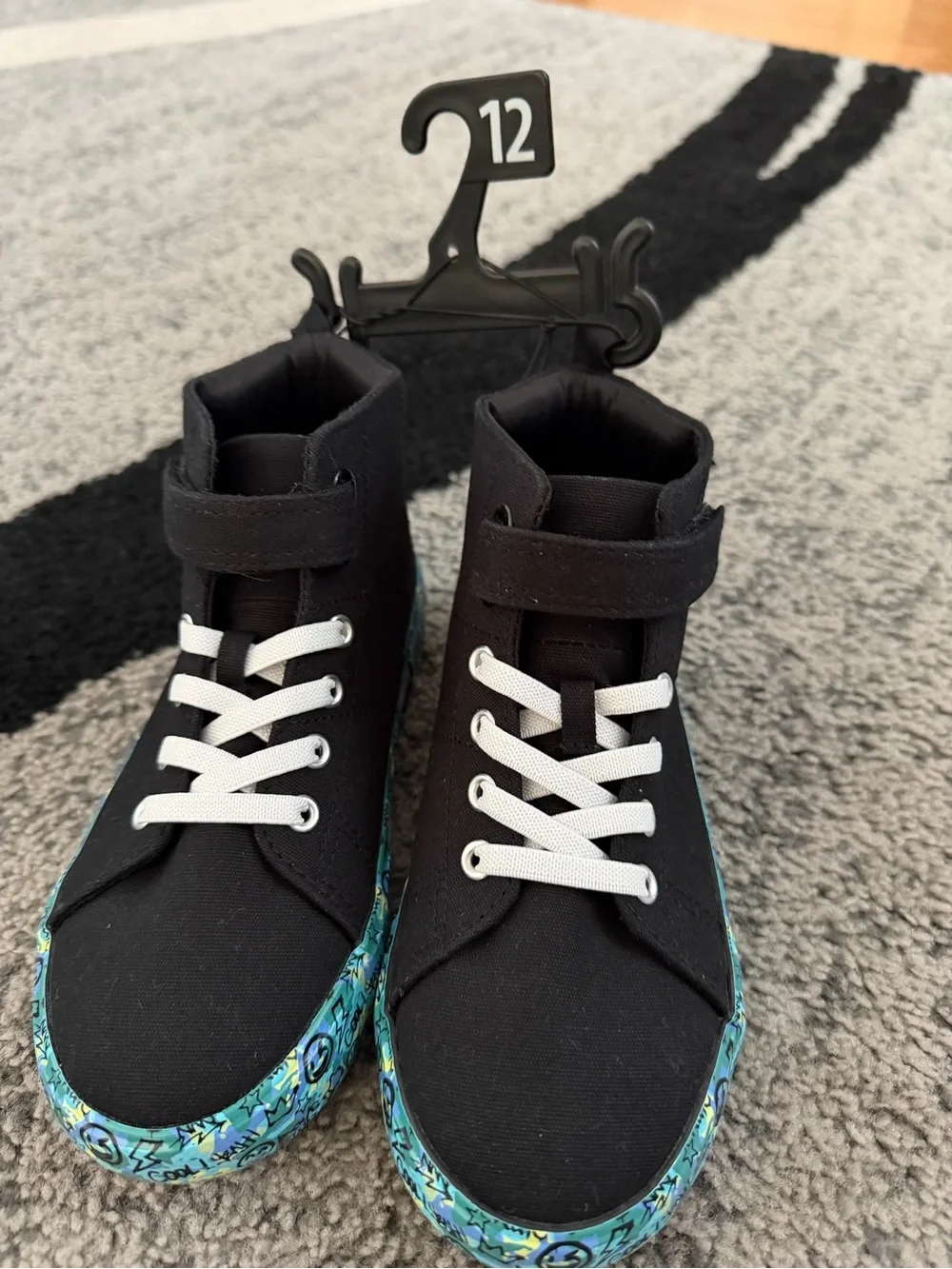 wonder nation Black High-Top Sneakers with Blue Accent Sole Size 12